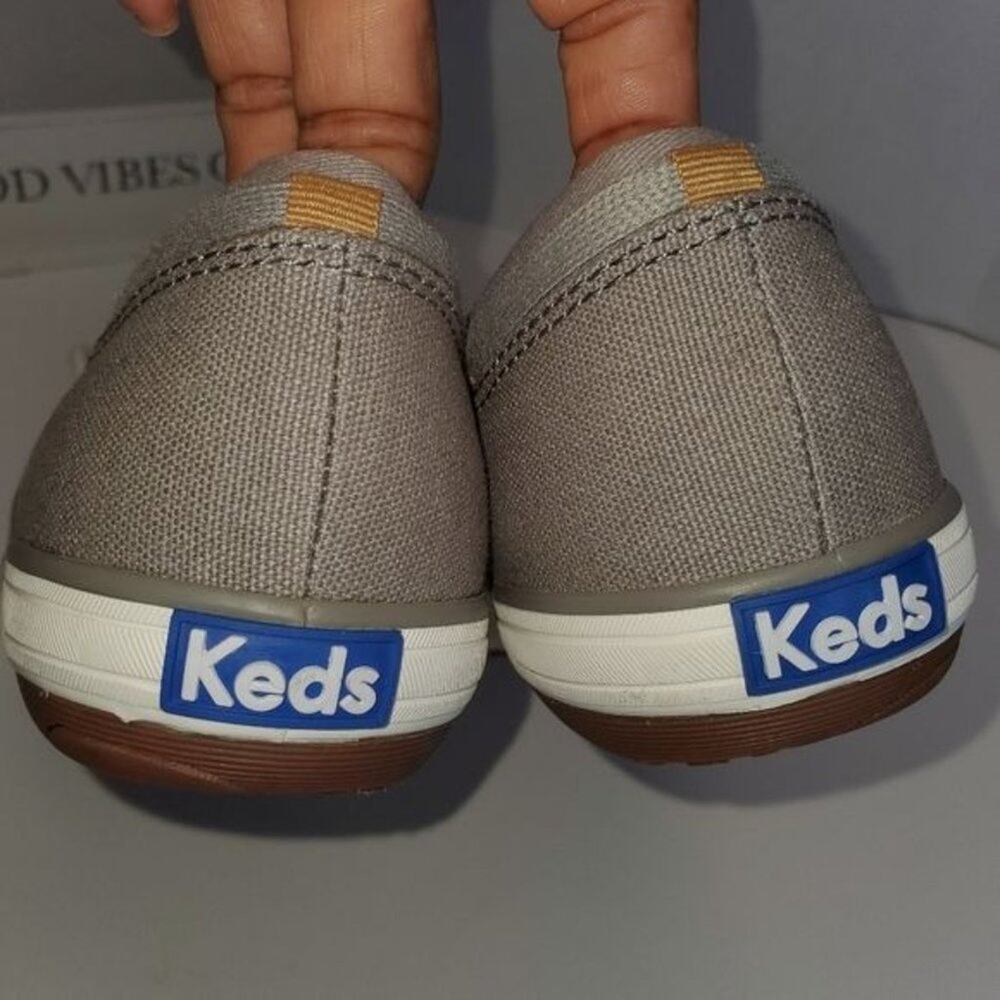 Keds Glimmer Canvas Boat Sneakers Size 7 Grey Blue Light Academia Preppy Style - Picture 8 of 8